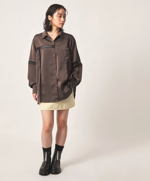 CITEN（シテン）の「＜CITEN＞ウールライクタイトミニスカート（スカート・レディース・ダークグレー/オフホワイト・M/S）」の7枚目の写真