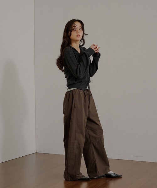 MUHET(ミュエータ)の「eyelet knit shirt cardigan / アイレットシャツカーディガン(カーディガン/ボレロ・レディース・チャコールグレー/ネイビー/レッド/ブラウン・FREE)」の13枚目の写真