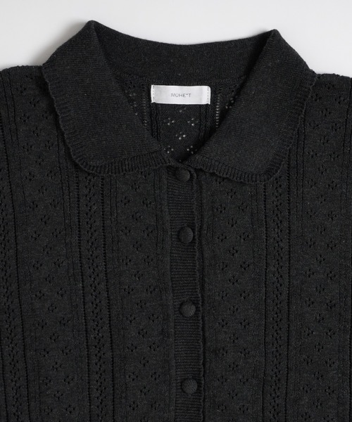 MUHET(ミュエータ)の「eyelet knit shirt cardigan / アイレットシャツカーディガン(カーディガン/ボレロ・レディース・チャコールグレー/ネイビー/レッド/ブラウン・FREE)」の8枚目の写真