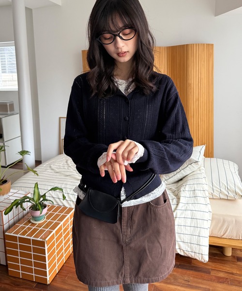 MUHET(ミュエータ)の「eyelet knit shirt cardigan / アイレットシャツカーディガン(カーディガン/ボレロ・レディース・チャコールグレー/ネイビー/レッド/ブラウン・FREE)」の17枚目の写真