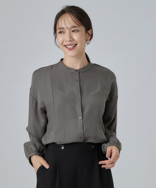 SHOO・LA・RUE(シューラルー)の「配色取り外しリボン付きフレアブラウス(シャツ/ブラウス・レディース・オフホワイト/ライトブルー/ダークグレー・01/02/03/04)」の13枚目の写真