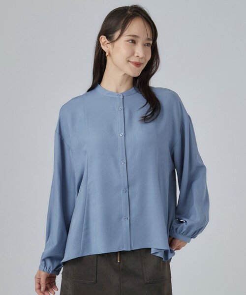 SHOO・LA・RUE(シューラルー)の「配色取り外しリボン付きフレアブラウス(シャツ/ブラウス・レディース・オフホワイト/ライトブルー/ダークグレー・01/02/03/04)」の20枚目の写真