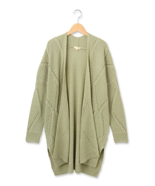HusHusH（ハッシュアッシュ）の「ケーブルロングニットカーディガン（カーディガン/ボレロ・レディース・ホワイト/グリーン/ブルー・03/02）」の3枚目の写真