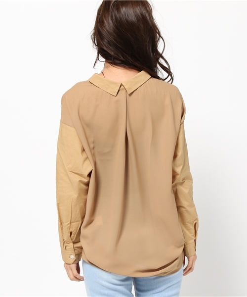 FREE'S MART（フリーズマート）の「【MOOK本掲載 紗栄子さん着用】異素材ドッキングゆるスキッパーブラウス（シャツ/ブラウス・レディース・ベージュ/ブルー/ホワイト/ブラック・FREE）」の12枚目の写真