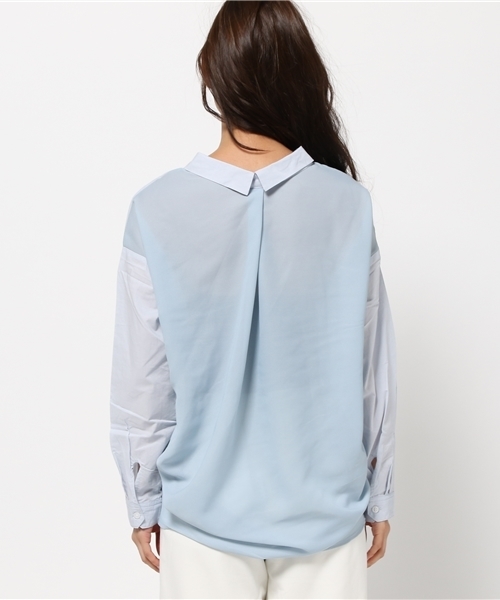 FREE'S MART（フリーズマート）の「【MOOK本掲載 紗栄子さん着用】異素材ドッキングゆるスキッパーブラウス（シャツ/ブラウス・レディース・ベージュ/ブルー/ホワイト/ブラック・FREE）」の13枚目の写真