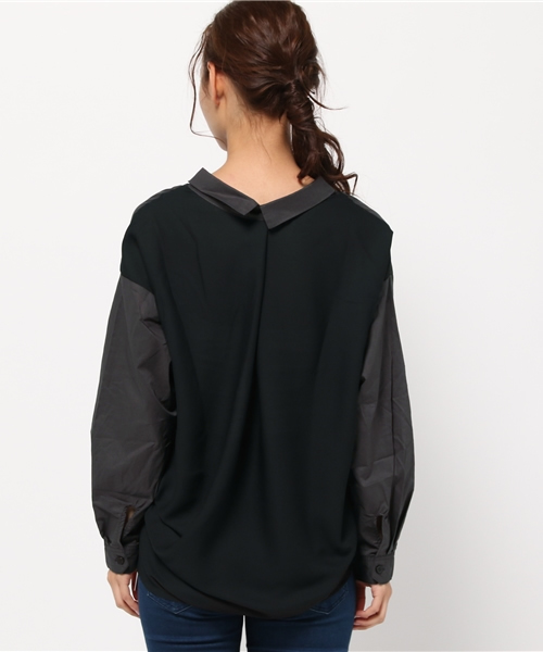 FREE'S MART（フリーズマート）の「【MOOK本掲載 紗栄子さん着用】異素材ドッキングゆるスキッパーブラウス（シャツ/ブラウス・レディース・ベージュ/ブルー/ホワイト/ブラック・FREE）」の14枚目の写真