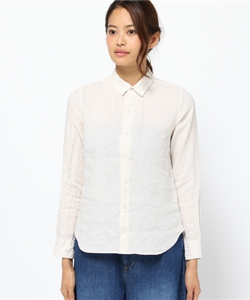 HELIOPOLE（エリオポール）の「【手洗い可能】Hardmans  レギュラーカラー リネンプリント シャツ（シャツ/ブラウス・レディース・ブルー系その他/ベージュ・38）」の12枚目の写真