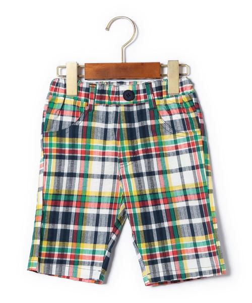 green label relaxing（グリーンレーベルリラクシング）の「【KIDS】GLR リップルチェック 5L パンツ◆（その他パンツ・キッズ・ケリー/レッド・115cm/125cm/135cm/105cm/95cm）」の2枚目の写真