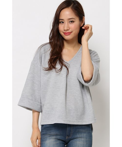 VENCEEXCHANGE（ヴァンスエクスチェンジ）の「抜き衿ワイドスリーブプルオーバー（Tシャツ/カットソー・レディース・ブラック/ワインレッド/ブラウン/オフホワイト/グレー・MEDIUM）」の4枚目の写真