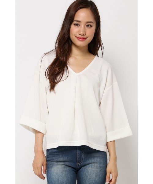 VENCEEXCHANGE（ヴァンスエクスチェンジ）の「抜き衿ワイドスリーブプルオーバー（Tシャツ/カットソー・レディース・ブラック/ワインレッド/ブラウン/オフホワイト/グレー・MEDIUM）」の2枚目の写真