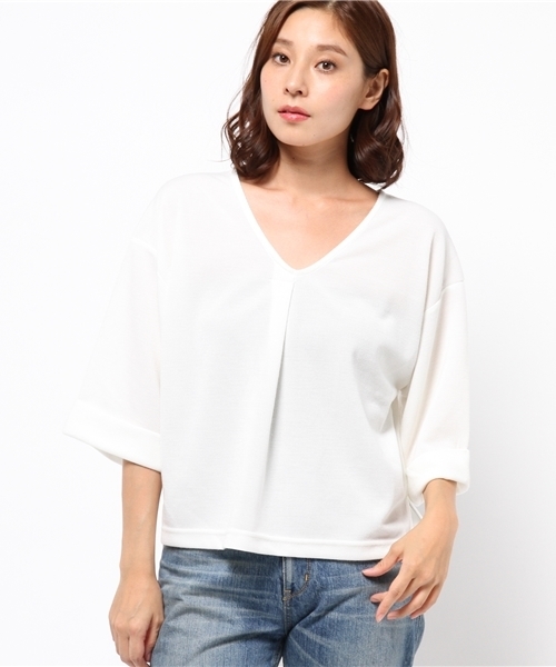 VENCEEXCHANGE（ヴァンスエクスチェンジ）の「抜き衿ワイドスリーブプルオーバー（Tシャツ/カットソー・レディース・ブラック/ワインレッド/ブラウン/オフホワイト/グレー・MEDIUM）」の15枚目の写真