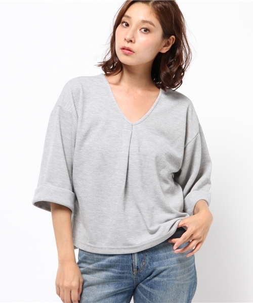 VENCEEXCHANGE（ヴァンスエクスチェンジ）の「抜き衿ワイドスリーブプルオーバー（Tシャツ/カットソー・レディース・ブラック/ワインレッド/ブラウン/オフホワイト/グレー・MEDIUM）」の17枚目の写真