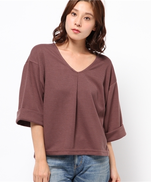 VENCEEXCHANGE（ヴァンスエクスチェンジ）の「抜き衿ワイドスリーブプルオーバー（Tシャツ/カットソー・レディース・ブラック/ワインレッド/ブラウン/オフホワイト/グレー・MEDIUM）」の18枚目の写真