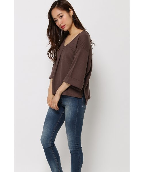 VENCEEXCHANGE（ヴァンスエクスチェンジ）の「抜き衿ワイドスリーブプルオーバー（Tシャツ/カットソー・レディース・ブラック/ワインレッド/ブラウン/オフホワイト/グレー・MEDIUM）」の14枚目の写真