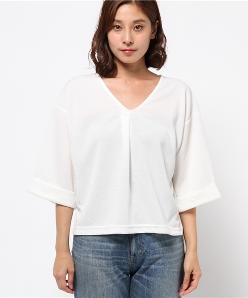 VENCEEXCHANGE（ヴァンスエクスチェンジ）の「抜き衿ワイドスリーブプルオーバー（Tシャツ/カットソー・レディース・ブラック/ワインレッド/ブラウン/オフホワイト/グレー・MEDIUM）」の7枚目の写真