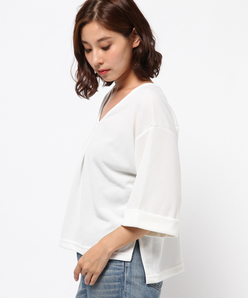 VENCEEXCHANGE（ヴァンスエクスチェンジ）の「抜き衿ワイドスリーブプルオーバー（Tシャツ/カットソー・レディース・ブラック/ワインレッド/ブラウン/オフホワイト/グレー・MEDIUM）」の8枚目の写真