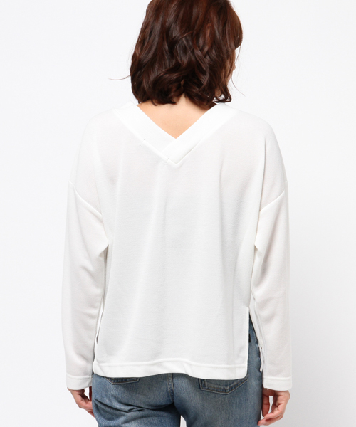 VENCEEXCHANGE（ヴァンスエクスチェンジ）の「抜き衿ワイドスリーブプルオーバー（Tシャツ/カットソー・レディース・ブラック/ワインレッド/ブラウン/オフホワイト/グレー・MEDIUM）」の9枚目の写真