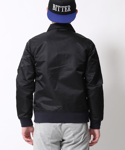 Rocky Monroe（ロッキーモンロー）の「襟付きナイロンMA-1ジャケット（ミリタリージャケット・メンズ・ネイビー/ブラック/カーキ・L/M）」の7枚目の写真