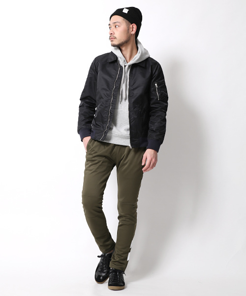 Rocky Monroe（ロッキーモンロー）の「襟付きナイロンMA-1ジャケット（ミリタリージャケット・メンズ・ネイビー/ブラック/カーキ・L/M）」の8枚目の写真