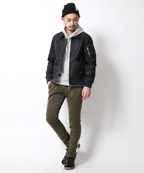 Rocky Monroe（ロッキーモンロー）の「襟付きナイロンMA-1ジャケット（ミリタリージャケット・メンズ・ネイビー/ブラック/カーキ・L/M）」の9枚目の写真