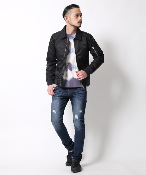 Rocky Monroe（ロッキーモンロー）の「襟付きナイロンMA-1ジャケット（ミリタリージャケット・メンズ・ネイビー/ブラック/カーキ・L/M）」の13枚目の写真