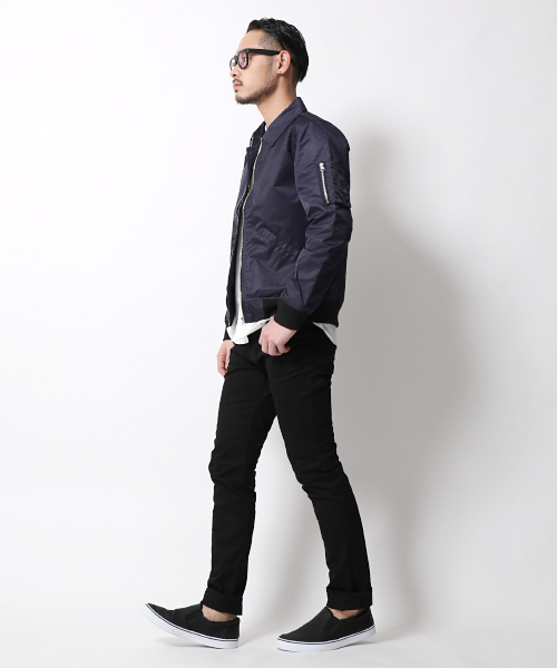 Rocky Monroe（ロッキーモンロー）の「襟付きナイロンMA-1ジャケット（ミリタリージャケット・メンズ・ネイビー/ブラック/カーキ・L/M）」の15枚目の写真