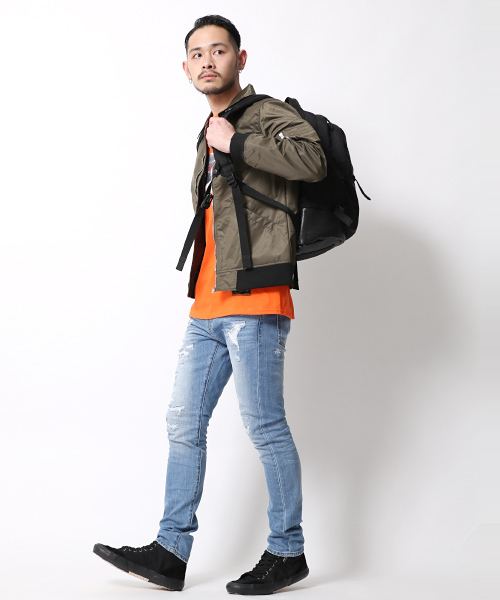 Rocky Monroe（ロッキーモンロー）の「襟付きナイロンMA-1ジャケット（ミリタリージャケット・メンズ・ネイビー/ブラック/カーキ・L/M）」の19枚目の写真