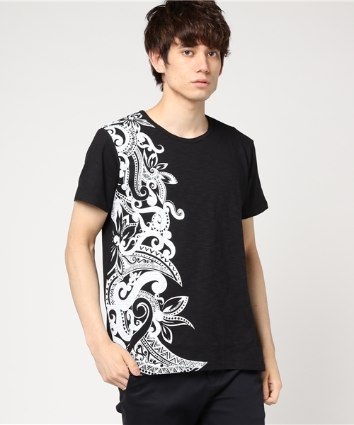 チャイハネ（チャイハネ）の「【チャイハネ】フラワートライバル MEN'S Tシャツ（Tシャツ/カットソー・メンズ・ブラック/ホワイト/イエロー・FREE）」の3枚目の写真