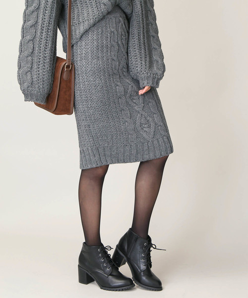 WEGO（ウィゴー）の「WEGO/【セットアップ対応商品】ロービングニットペンシルスカート（スカート・レディース・ワイン/杢グレー/ベージュ・FREE）」の2枚目の写真