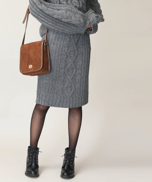 WEGO（ウィゴー）の「WEGO/【セットアップ対応商品】ロービングニットペンシルスカート（スカート・レディース・ワイン/杢グレー/ベージュ・FREE）」の8枚目の写真