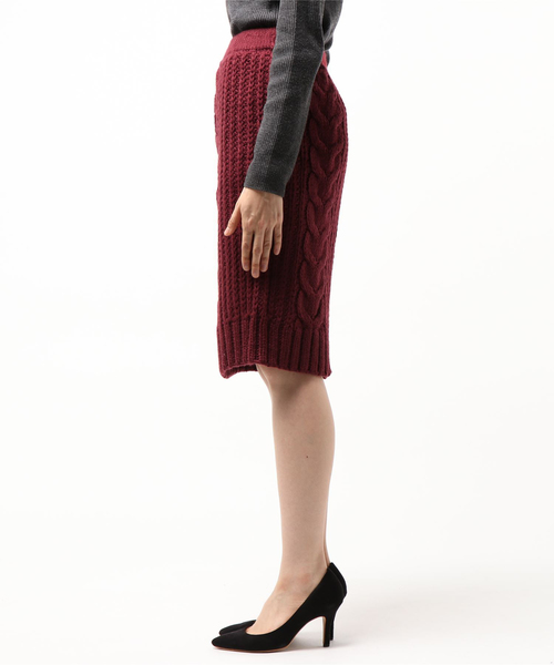 WEGO（ウィゴー）の「WEGO/【セットアップ対応商品】ロービングニットペンシルスカート（スカート・レディース・ワイン/杢グレー/ベージュ・FREE）」の4枚目の写真