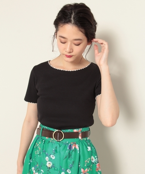 PAGEBOY（ページボーイ）の「ハイピングリブピコTシャツ（Tシャツ/カットソー・レディース・ライトグレー/ブラック/パープル/オフホワイト・FREE）」の3枚目の写真