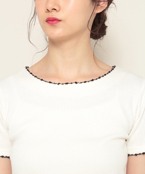 PAGEBOY（ページボーイ）の「ハイピングリブピコTシャツ（Tシャツ/カットソー・レディース・ライトグレー/ブラック/パープル/オフホワイト・FREE）」の16枚目の写真