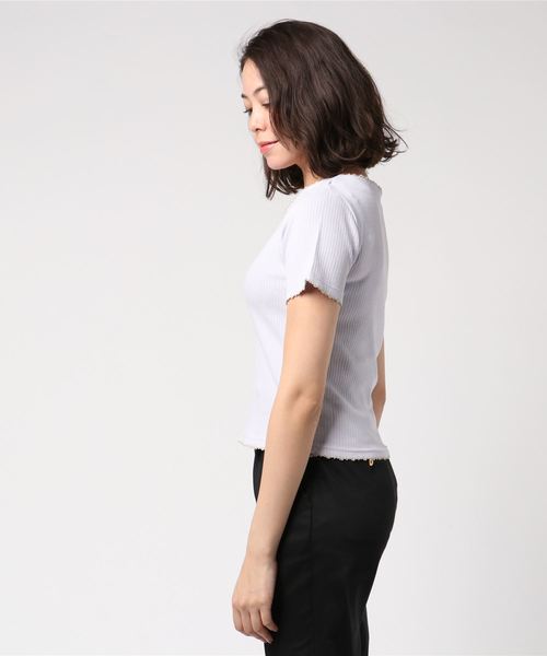 PAGEBOY（ページボーイ）の「ハイピングリブピコTシャツ（Tシャツ/カットソー・レディース・ライトグレー/ブラック/パープル/オフホワイト・FREE）」の7枚目の写真