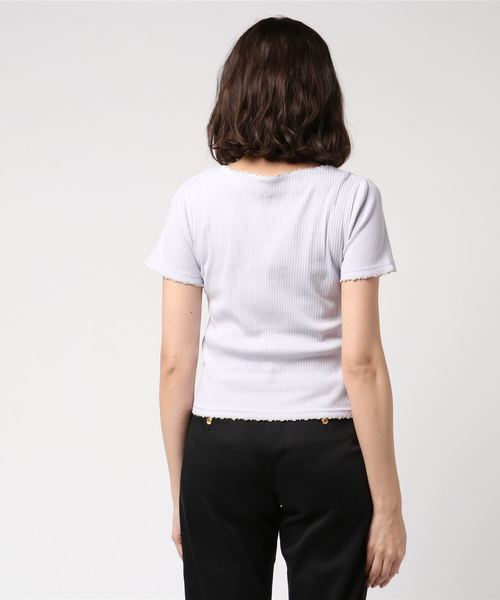 PAGEBOY（ページボーイ）の「ハイピングリブピコTシャツ（Tシャツ/カットソー・レディース・ライトグレー/ブラック/パープル/オフホワイト・FREE）」の5枚目の写真