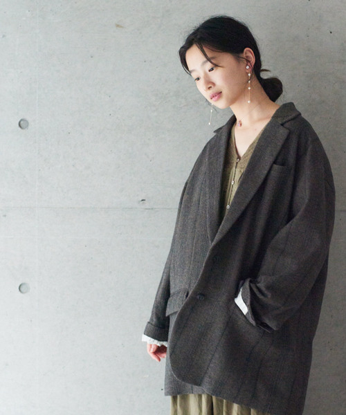 Rukkilill ルッキリル の ヘリンボーンチェック ジャケット テーラードジャケット Wear