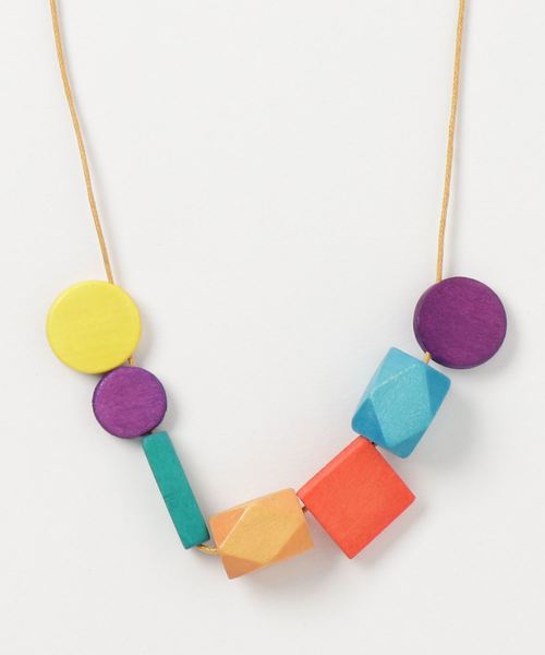 チャイハネ（チャイハネ）の「【チャイハネ】ミックスウッドビーズネックレス（ネックレス・レディース・ブルー系その他/カラフル・FREE）」の2枚目の写真