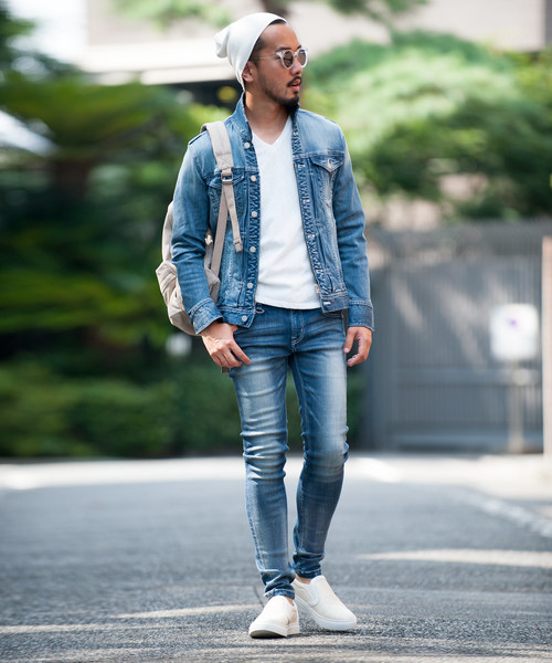 Buffalo Bobs（バッファローボブズ）の「FAIRMONT BURST-VILOFT(フェアモント バースト-バイロフト)ダメージ加工 スーパースキニーデニム（デニムパンツ・メンズ・ブルー・1/S/2/M/3/L/4(LL)）」の3枚目の写真