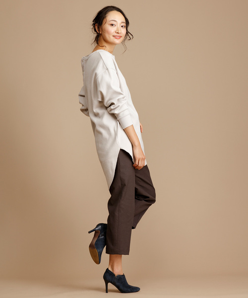 Munich（ミューニック）の「ストレッチサーマルバックヘンリーネックロングプルオーバー（Tシャツ/カットソー・レディース・ライトグレー/ネイビー/オフホワイト/サックスブルー/ピンク/ブラック/杢グレー/ベージュ・FREE）」の10枚目の写真