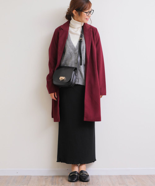 andme（アンドミー）の「チェスターコート ロングコート（チェスターコート・レディース・チャコールグレー/ブラック/グレー/ボルドー/キャメル・M）」の18枚目の写真