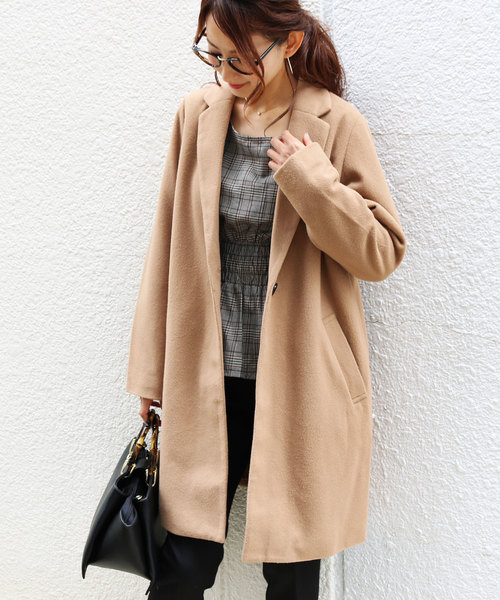 andme（アンドミー）の「チェスターコート ロングコート（チェスターコート・レディース・チャコールグレー/ブラック/グレー/ボルドー/キャメル・M）」の15枚目の写真