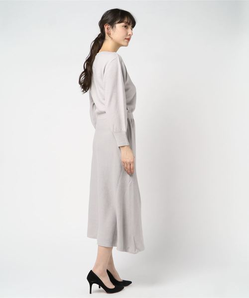 KOBE LETTUCE（コウベレタス）の「バルーンスリーブニットフレアワンピース＊レディース/ロング丈[E1933]神戸レタス（ワンピース・レディース・グレー/ブルー/ブラック・FREE）」の12枚目の写真