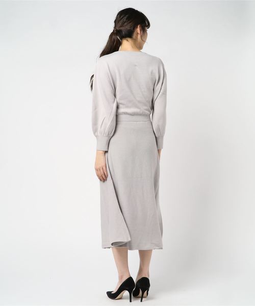 KOBE LETTUCE（コウベレタス）の「バルーンスリーブニットフレアワンピース＊レディース/ロング丈[E1933]神戸レタス（ワンピース・レディース・グレー/ブルー/ブラック・FREE）」の4枚目の写真