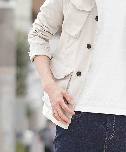 MK MICHEL KLEIN HOMME （エムケーミッシェルクランオム）の「ブルゾン（スパンポリストレッチ）（ブルゾン・メンズ・ネイビー/カーキ/アイボリー・46/48/51）」の8枚目の写真