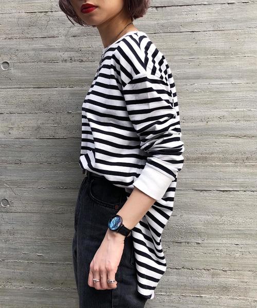 PAGEBOY（ページボーイ）の「クラシックロンTシャツ（Tシャツ/カットソー・レディース・オフホワイト/ブラック×ホワイト/ブラック/ブラウン系その他/サックスブルー・FREE）」の7枚目の写真