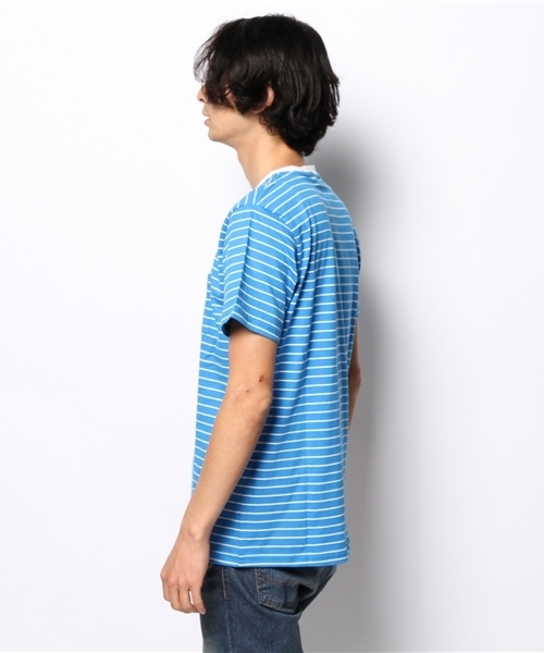 WEGO(ウィゴー)の「WEGO/ペンシルボーダーTシャツ(Tシャツ/カットソー・メンズ・ホワイト/ブルー/イエロー/ターコイズブルー・MEDIUM/LARGE)」の10枚目の写真
