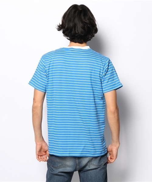 WEGO(ウィゴー)の「WEGO/ペンシルボーダーTシャツ(Tシャツ/カットソー・メンズ・ホワイト/ブルー/イエロー/ターコイズブルー・MEDIUM/LARGE)」の11枚目の写真
