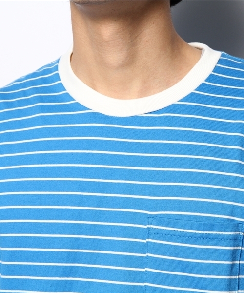 WEGO(ウィゴー)の「WEGO/ペンシルボーダーTシャツ(Tシャツ/カットソー・メンズ・ホワイト/ブルー/イエロー/ターコイズブルー・MEDIUM/LARGE)」の12枚目の写真
