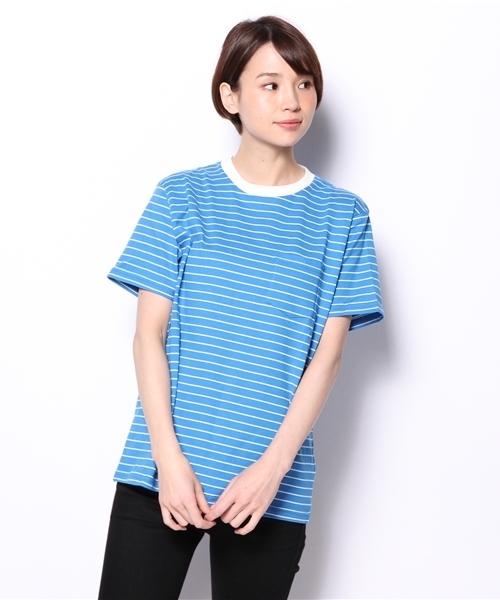 WEGO(ウィゴー)の「WEGO/ペンシルボーダーTシャツ(Tシャツ/カットソー・メンズ・ホワイト/ブルー/イエロー/ターコイズブルー・MEDIUM/LARGE)」の8枚目の写真