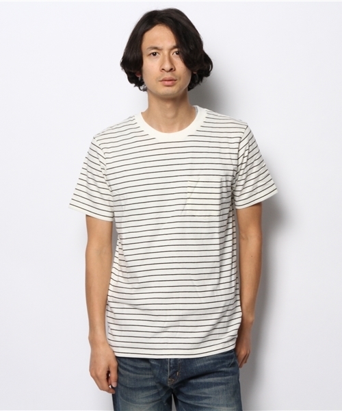 WEGO(ウィゴー)の「WEGO/ペンシルボーダーTシャツ(Tシャツ/カットソー・メンズ・ホワイト/ブルー/イエロー/ターコイズブルー・MEDIUM/LARGE)」の14枚目の写真